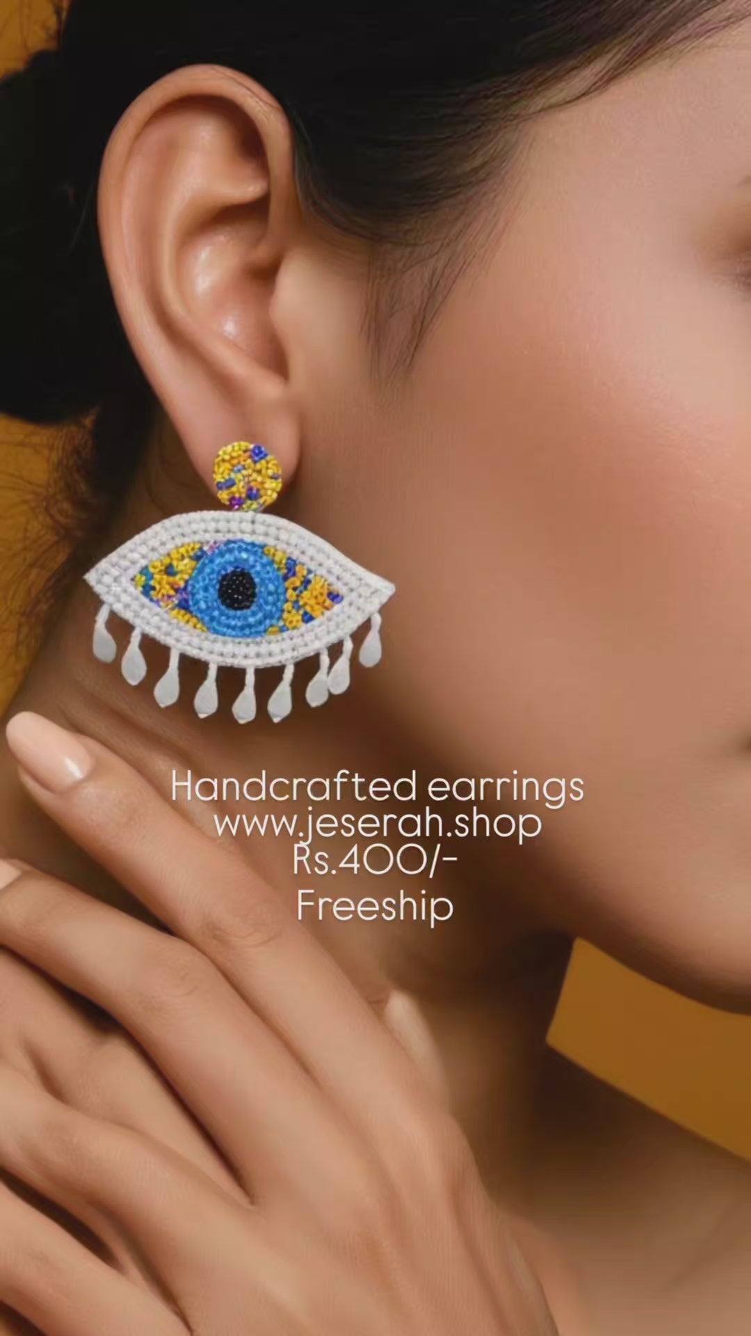 Handcrafted evil eye earring