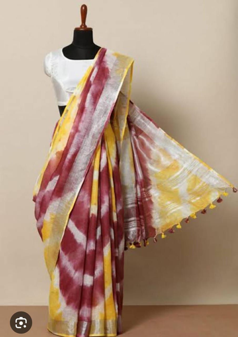 Linen slub saree